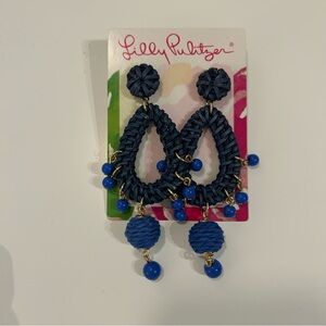 NWT Lilly Pulitzer Blue Raffia Earrings